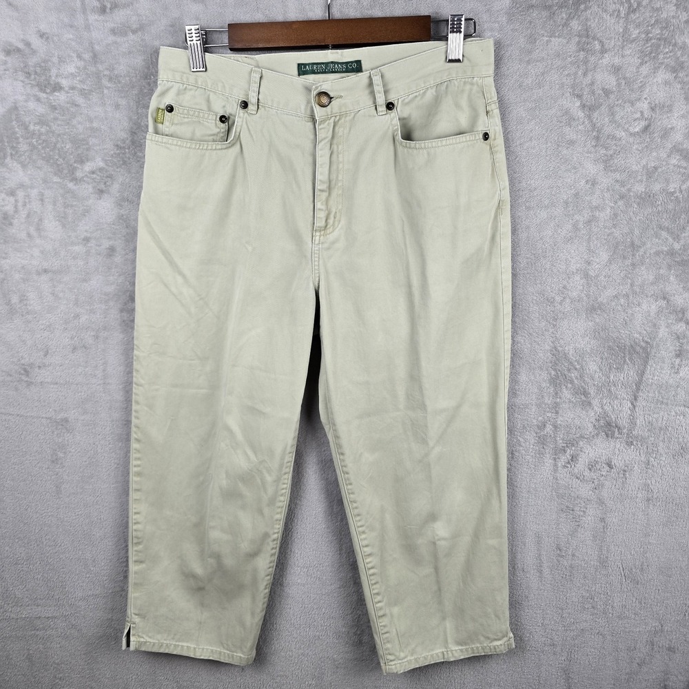 Lauren Jeans Co Ralph Lauren Khaki Crop Pants Womens 6 Beige Cotton Straight Leg